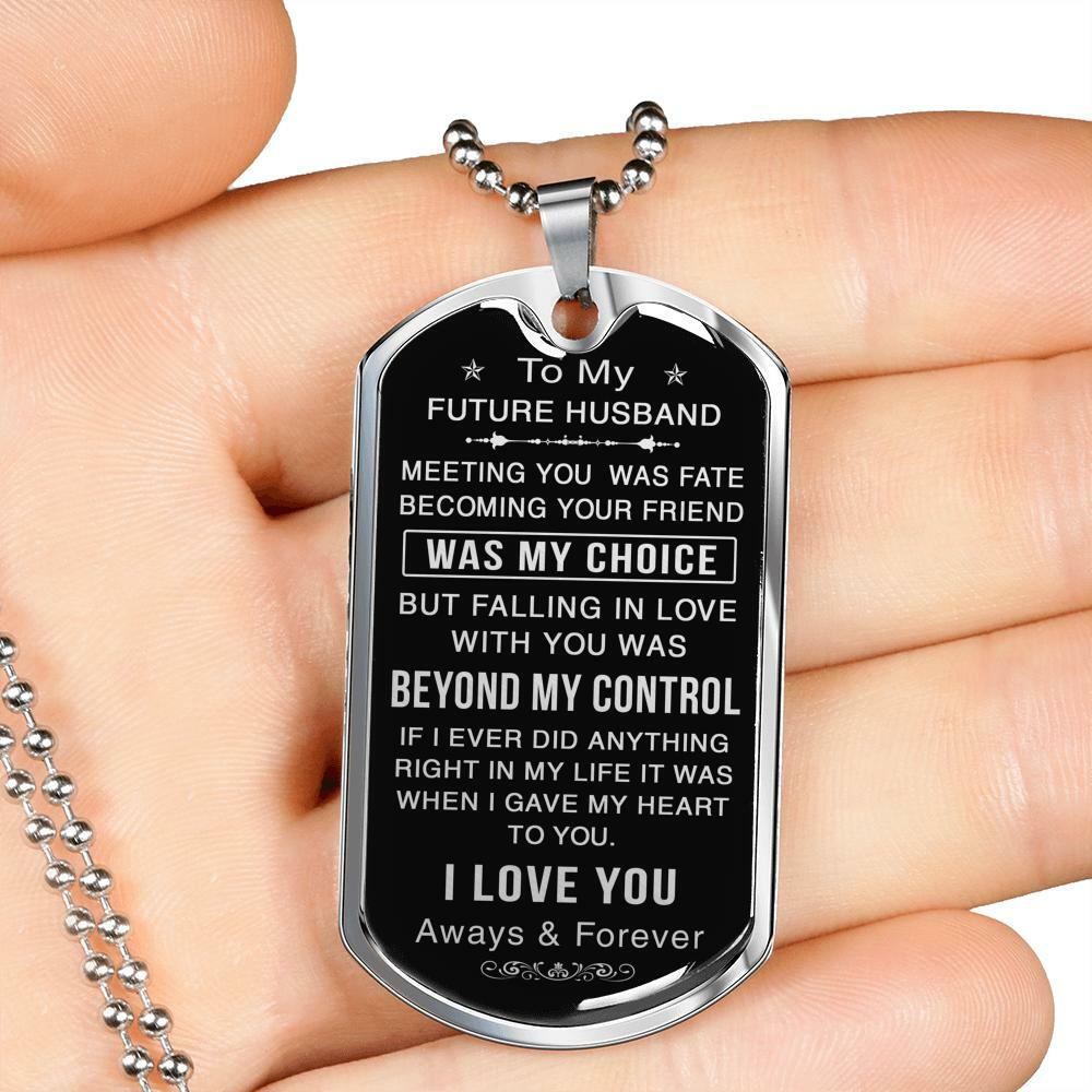 To My Future Husband Gift Luxury Dog Tag Necklace for Valentine Day Wedding Gift