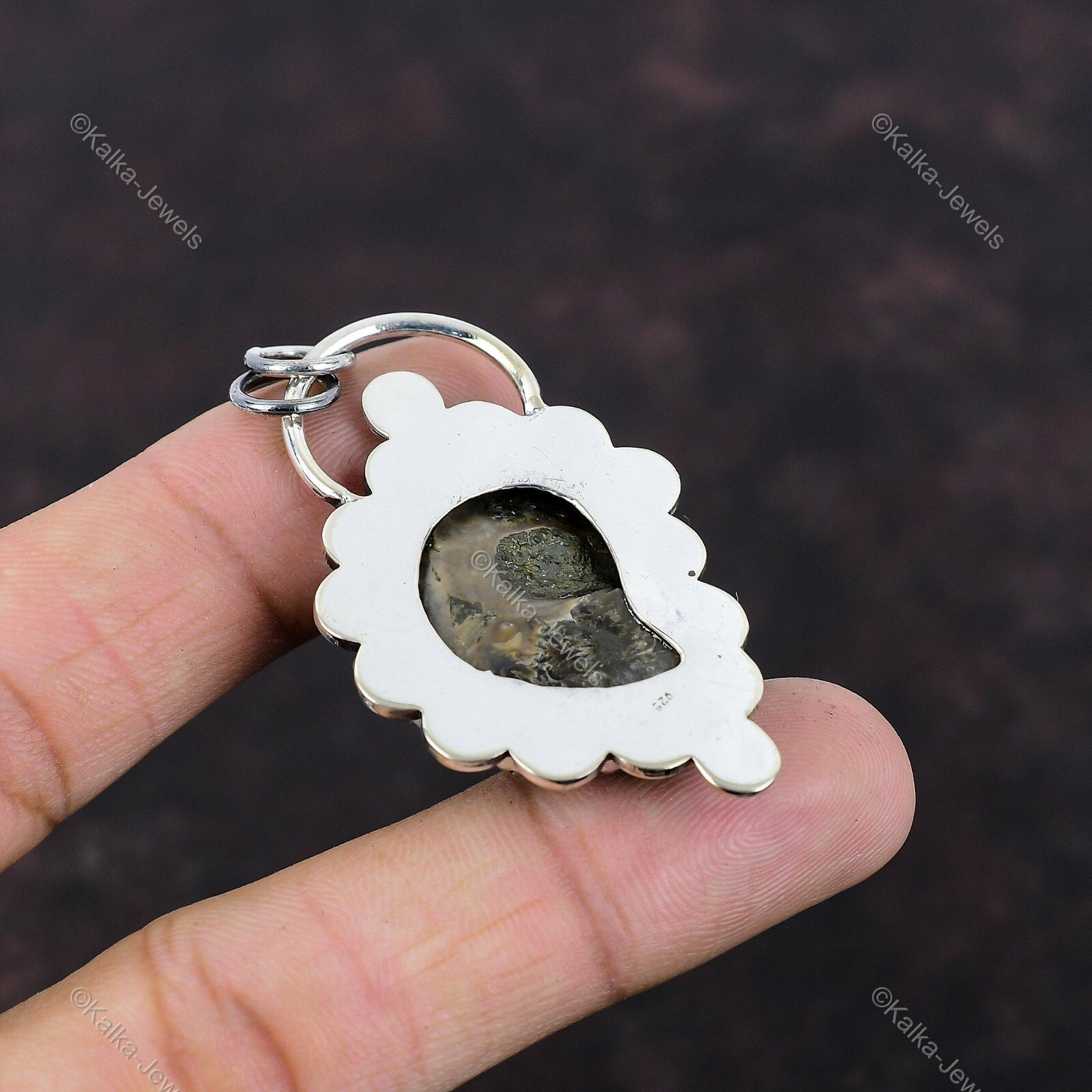 Anniversary Gift For Her Natural Ammonite Fossil Gemstone Pendant 925 Silver