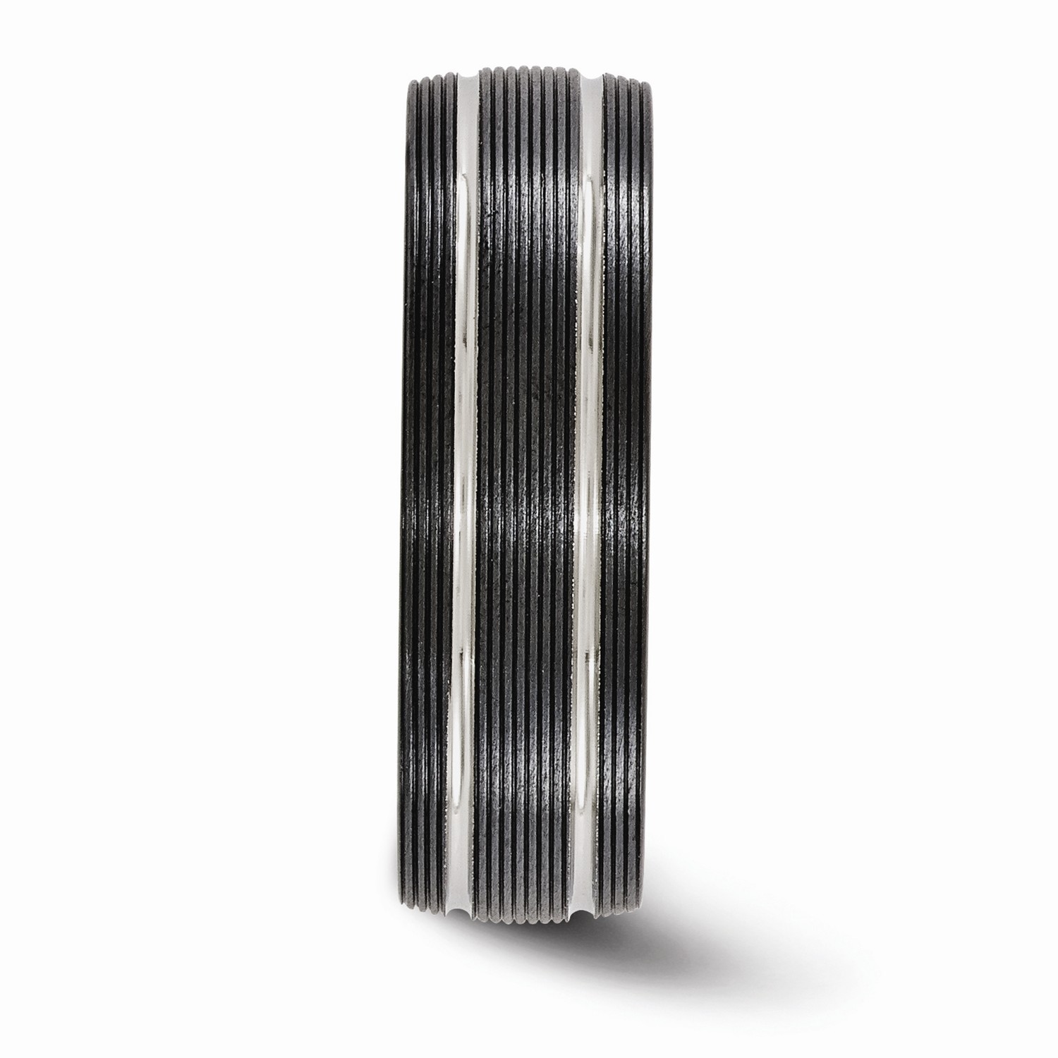 Edward Mirell Black Ti Titanium 7mm Grooved Lines Wedding Band Sizes 6 to 13