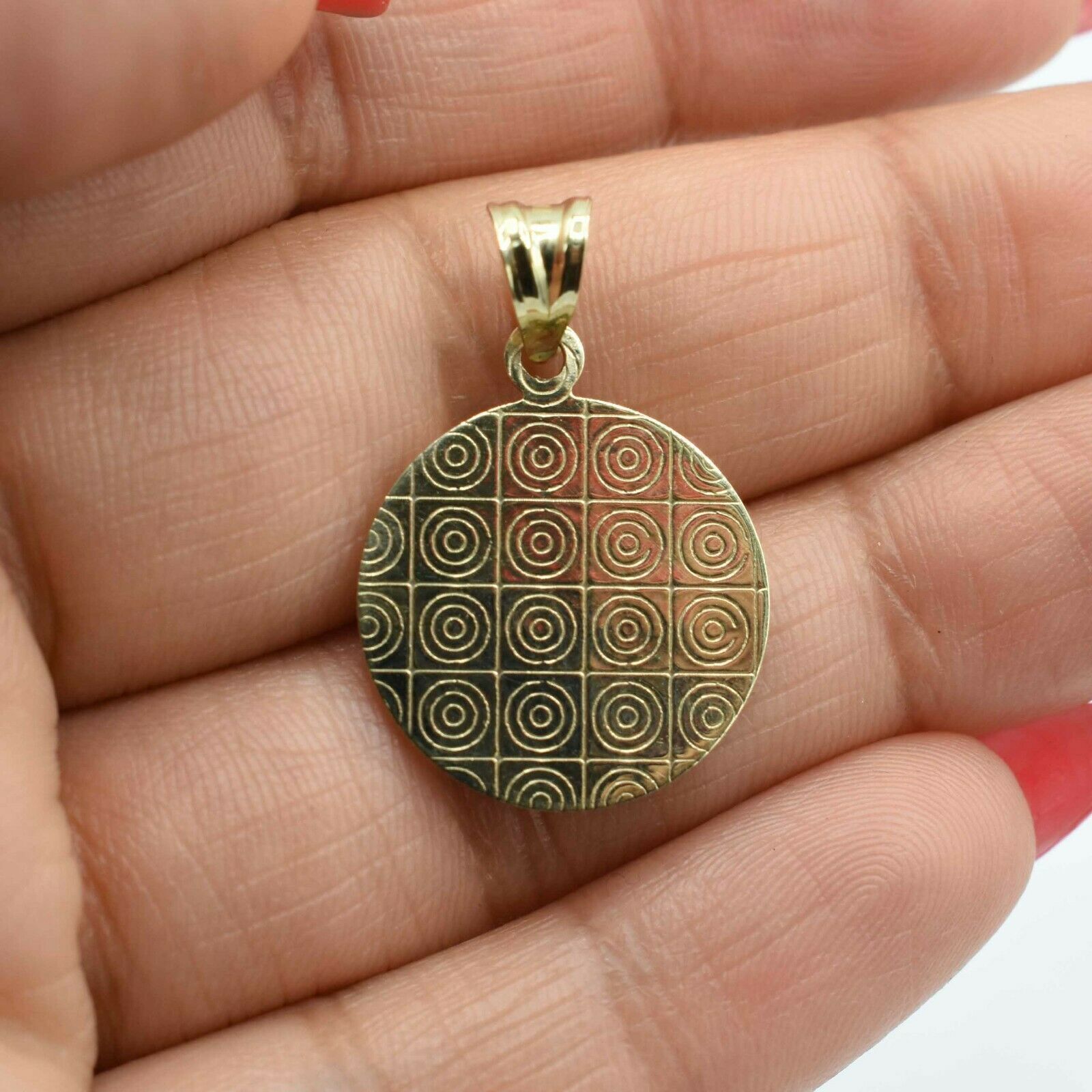 1″ Textured Guardian Angel Medallion Pendant Real 10K Yellow Gold