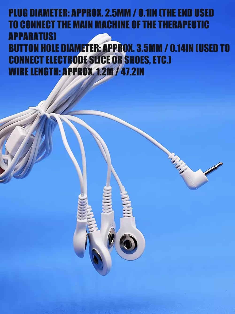 10 PCS DC 3.5mm Button Electrode Wire Cable TENS Massage 2.5mm Plug 1 To 4