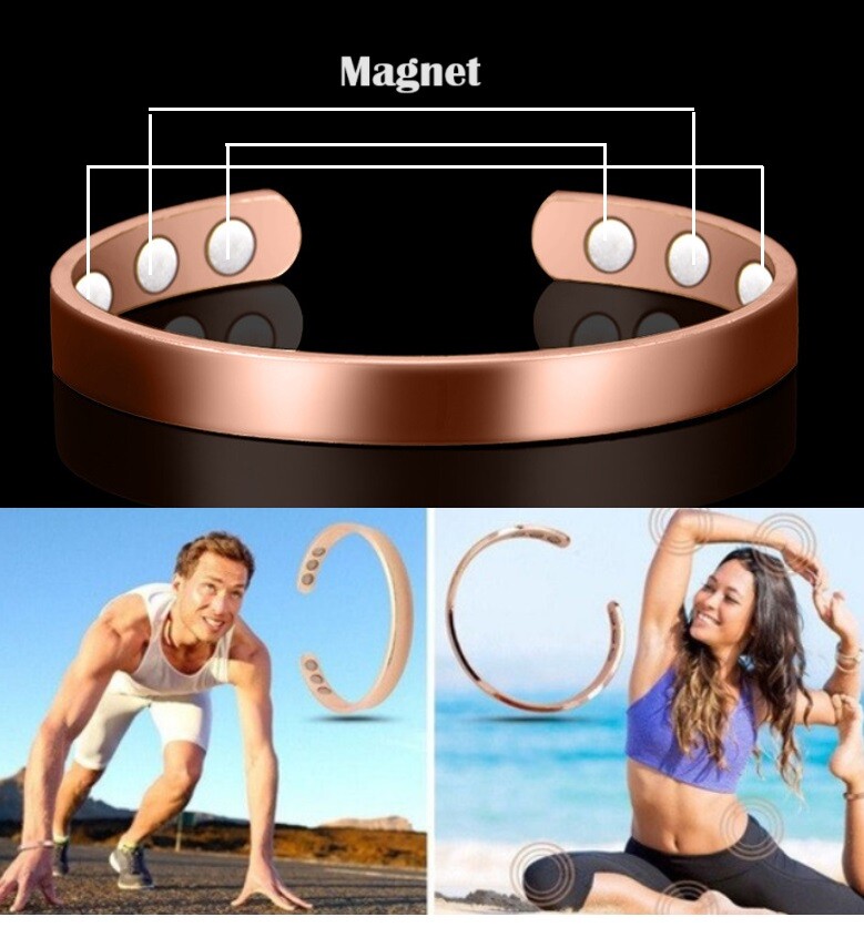 2× Pure Copper Magnetic Bracelet Arthritis Therapy Energy Bangle Pain Relief USA