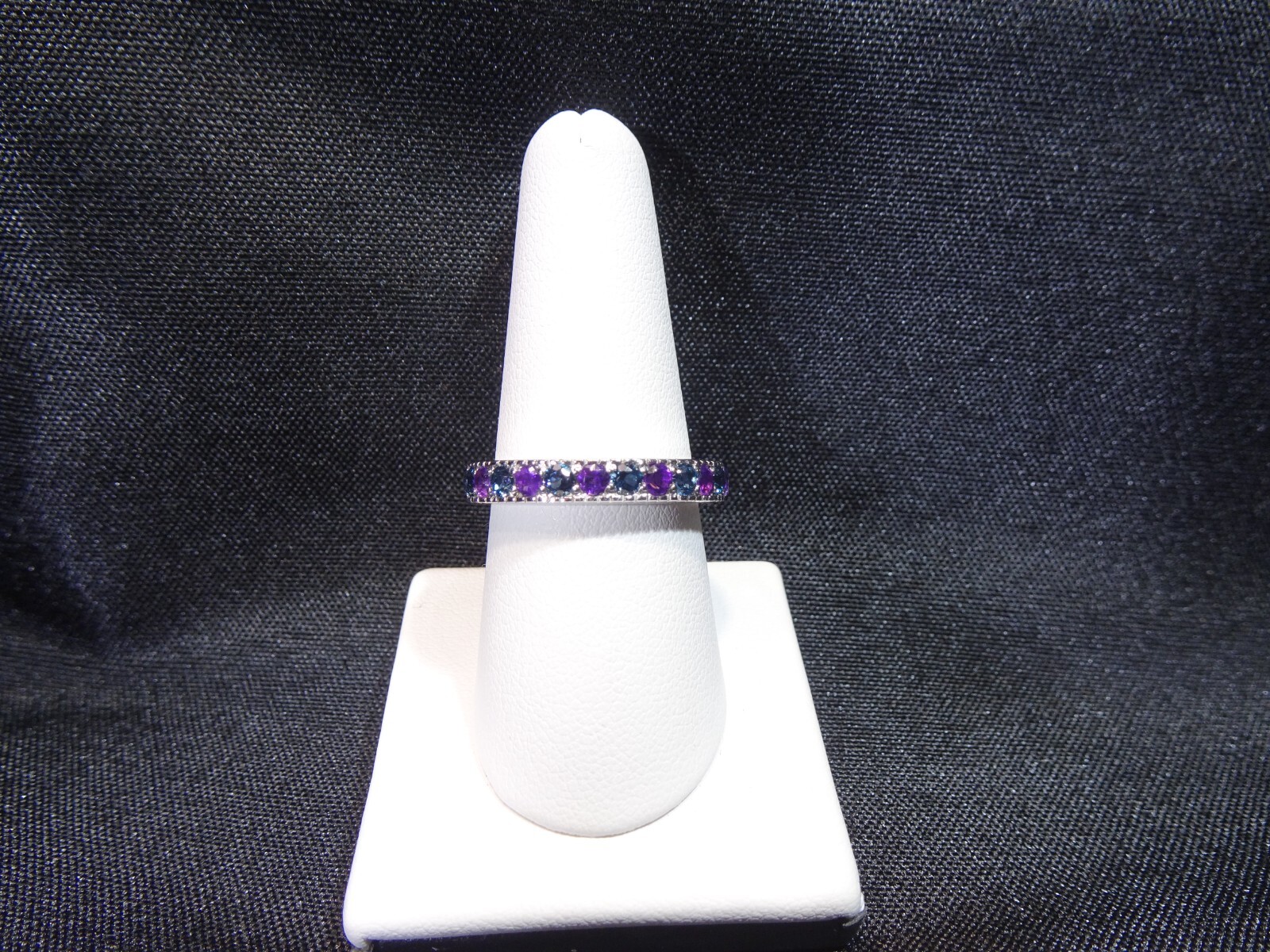 0.90 ct Natural Purple Amethyst & London Blue Topaz Solid Sterling Silver Ring
