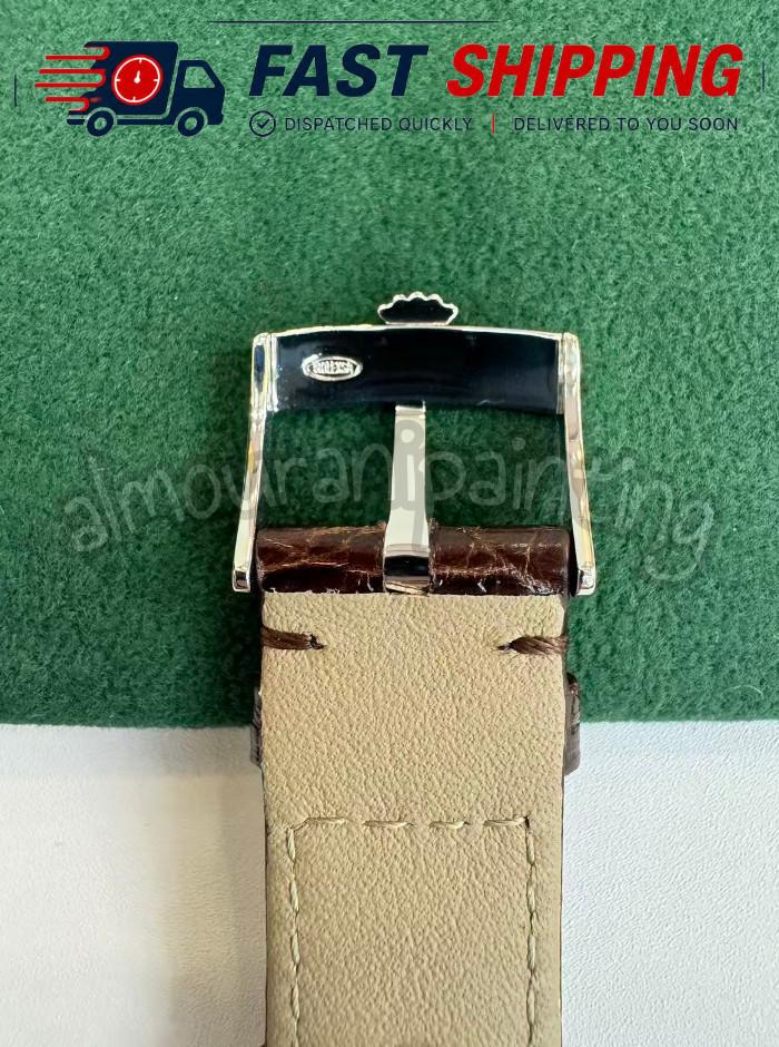 Rolex 19/16mm Brown Crocodile Leather Band + 𝐑𝐎𝐋𝐄𝐗 Silver Crown Buckle NOS