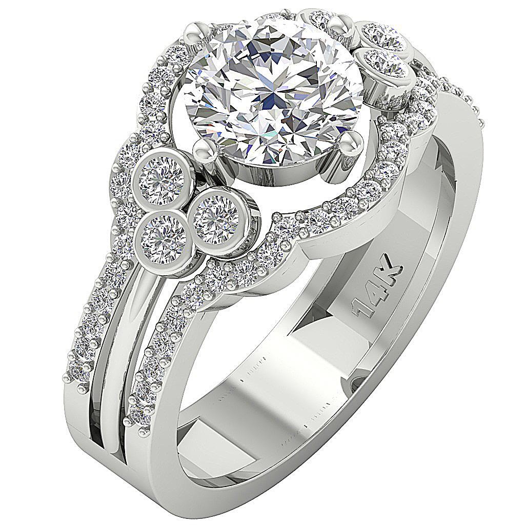 Solitaire Anniversary Ring 2.20Ct Round Cut Diamond 14K Solid White Gold 12.00MM