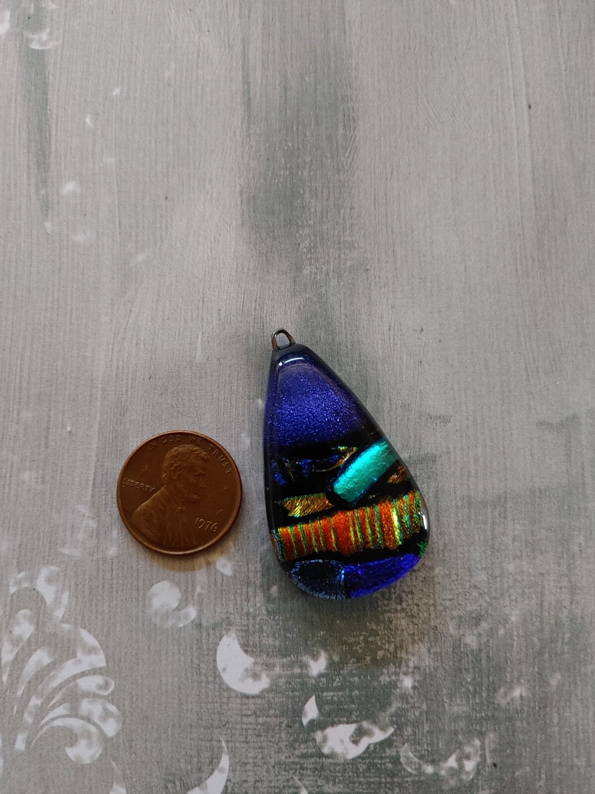 vintage pendant finding component dichroic art glass precious metal foil artisan