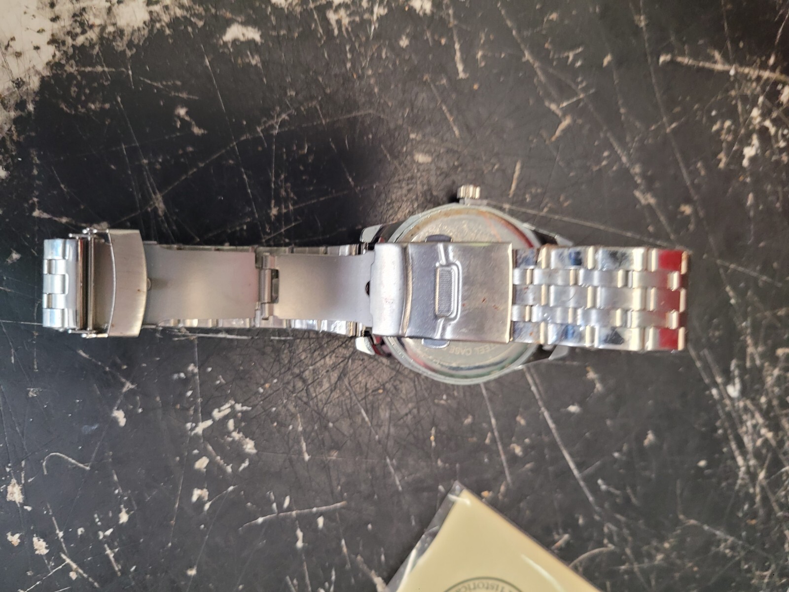 Never Used Stauer Watch Men Silver Tone Date 35713 SL28 w/ Box Blue Face Green