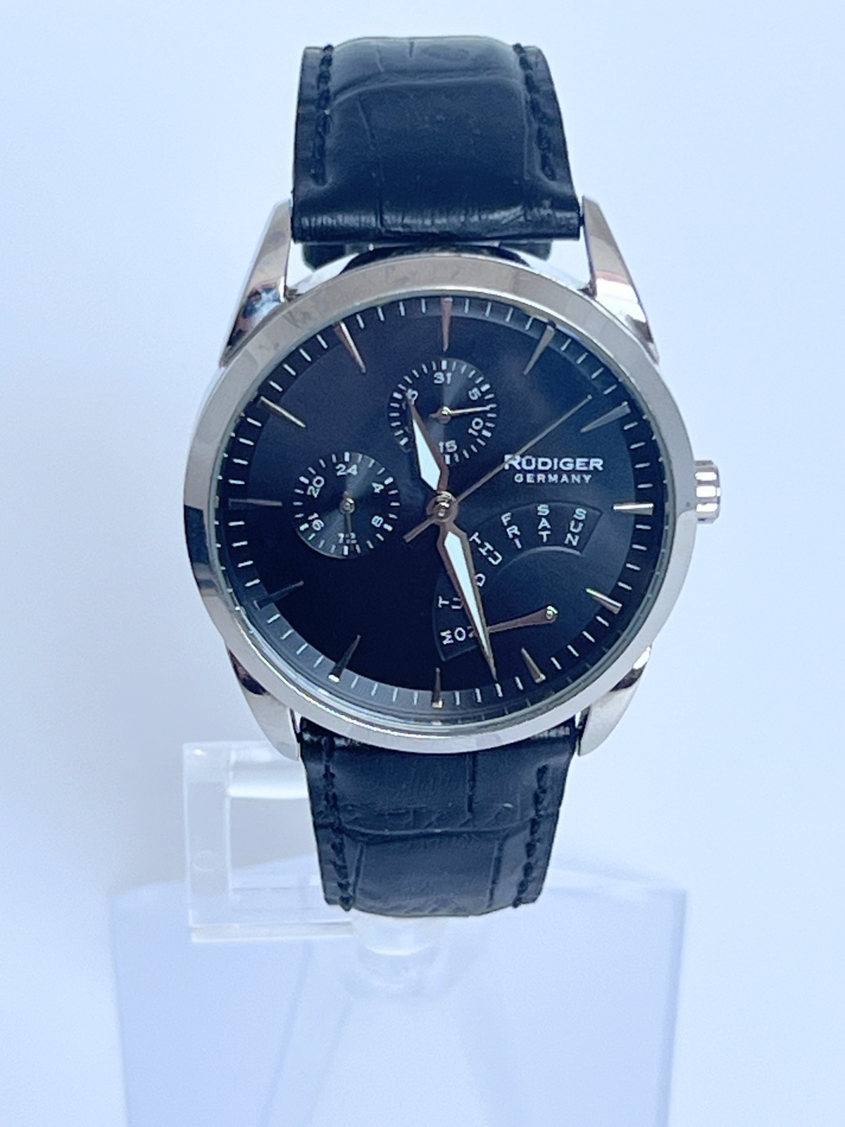 Rudiger Germany Men’s Multi-Function Watch black dial Black Leather 5 ATM 316L