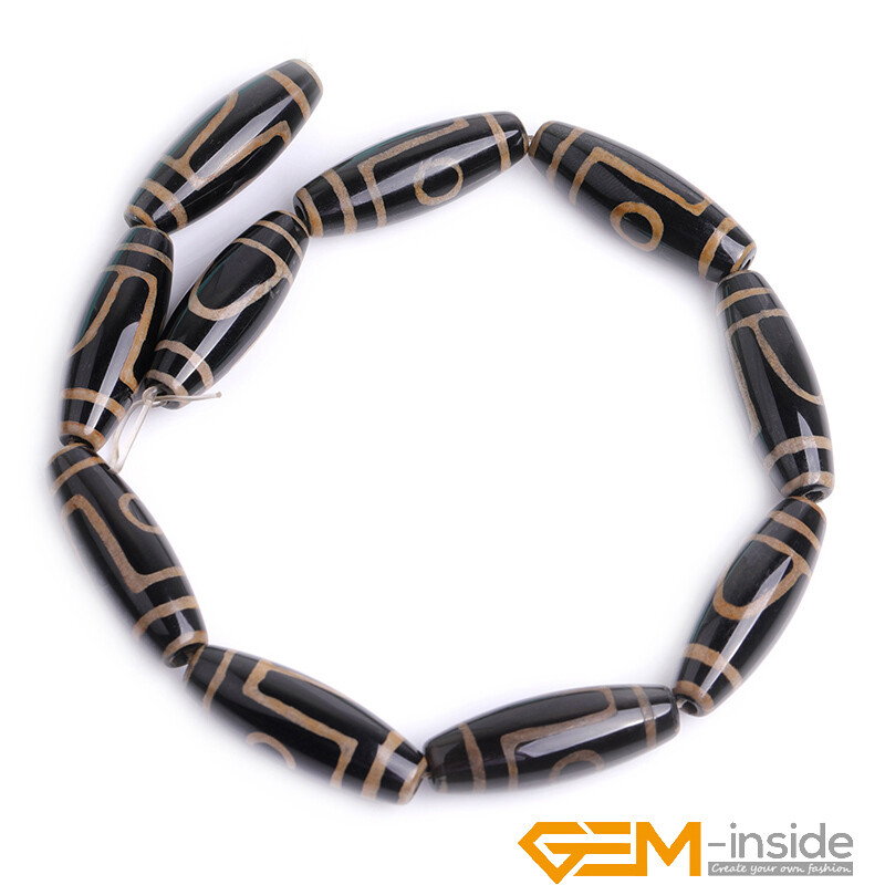10x30mm Natural Dzi Buddha Tibetan Agate Olivary Rice Jewellery Making Beads 15″