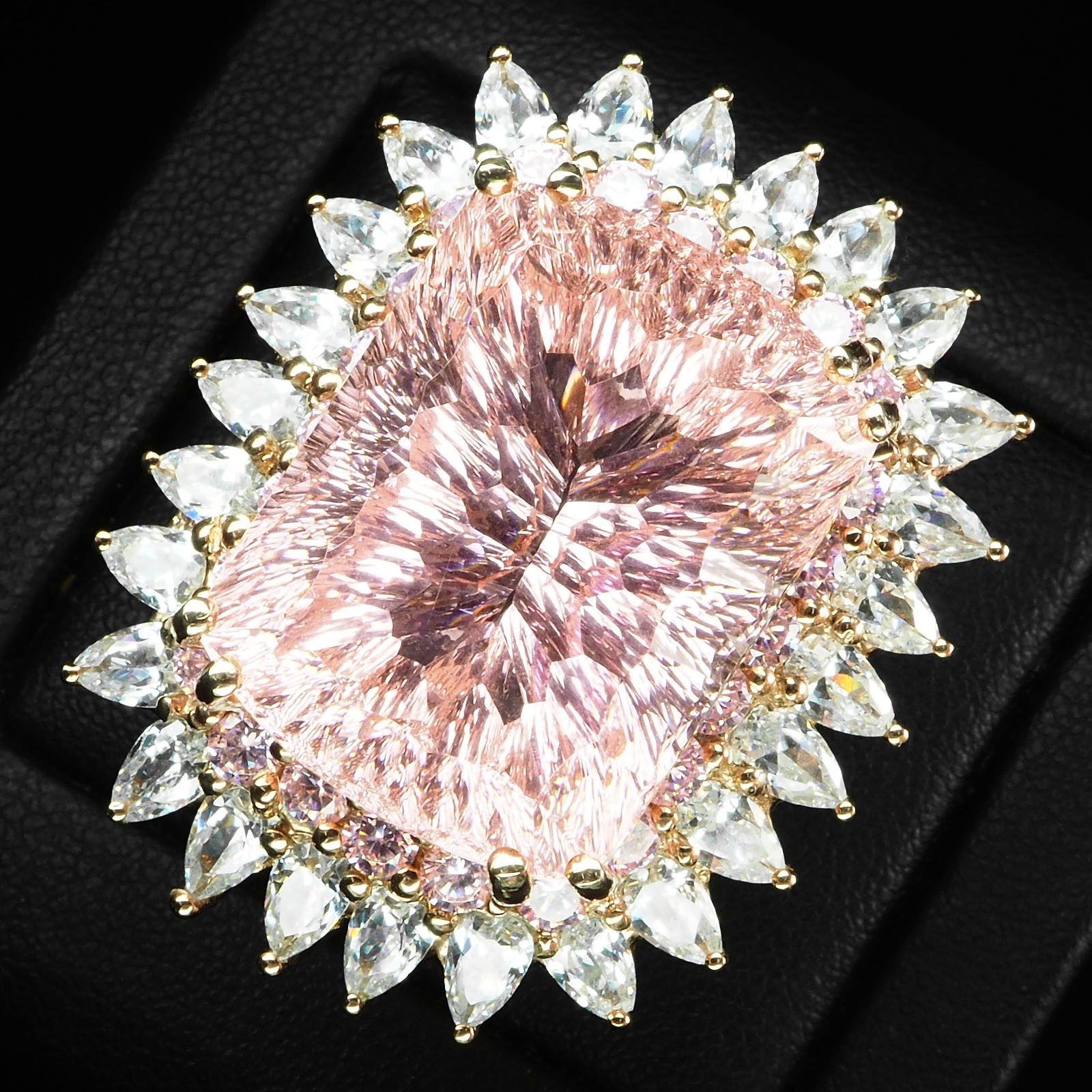 Rose Pink Tourmaline Concave 56.7Ct 925 Sterling Silver Pink Ring Free Resizing