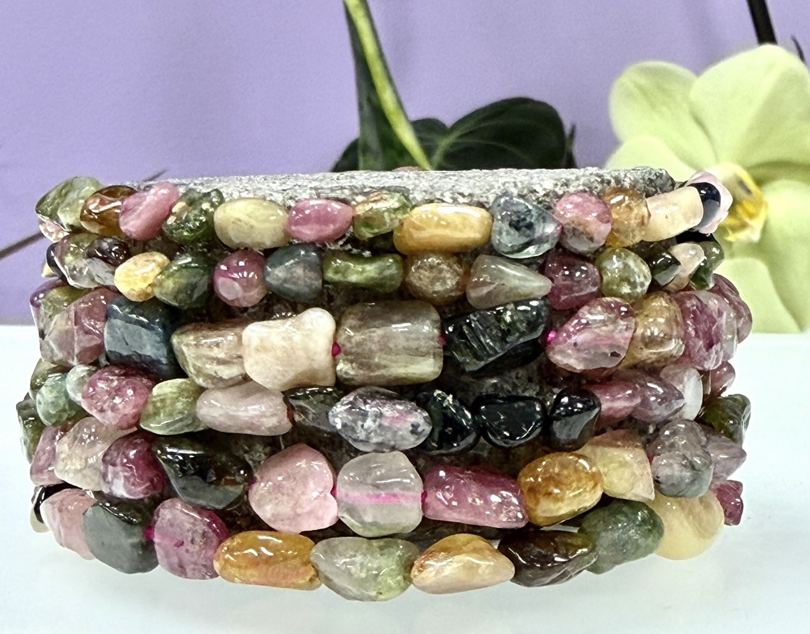 Wholesale 6 Pcs ~6mm Watermelon Tourmaline Tumble Stretch Bracelet Natural