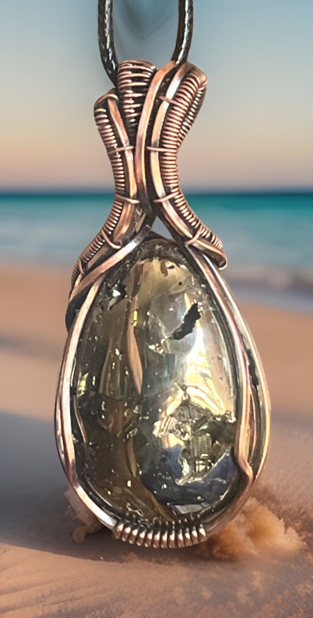 Pyrite (fool’s Gold) ~ Handmade copper wire wrapped pendant 4c