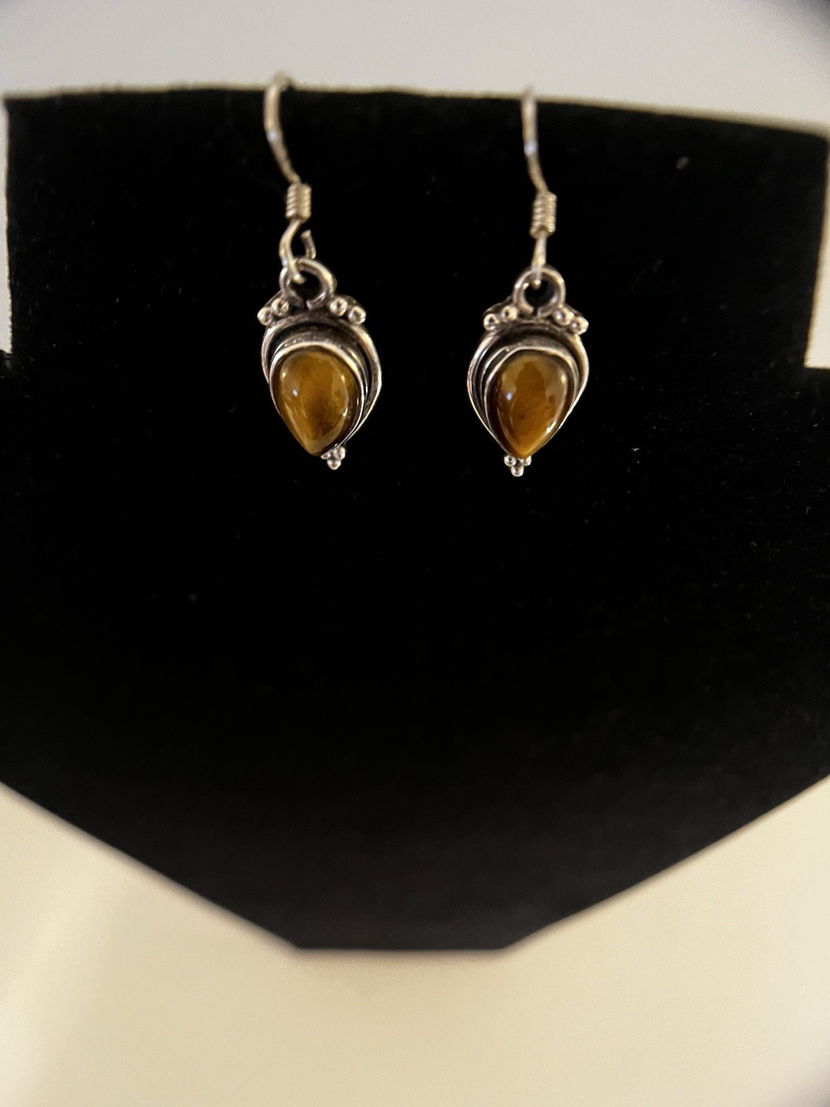 Lot of 3 Pairs Vintage 925 Sterling Silver Cabochon Dangle Earrings Boho