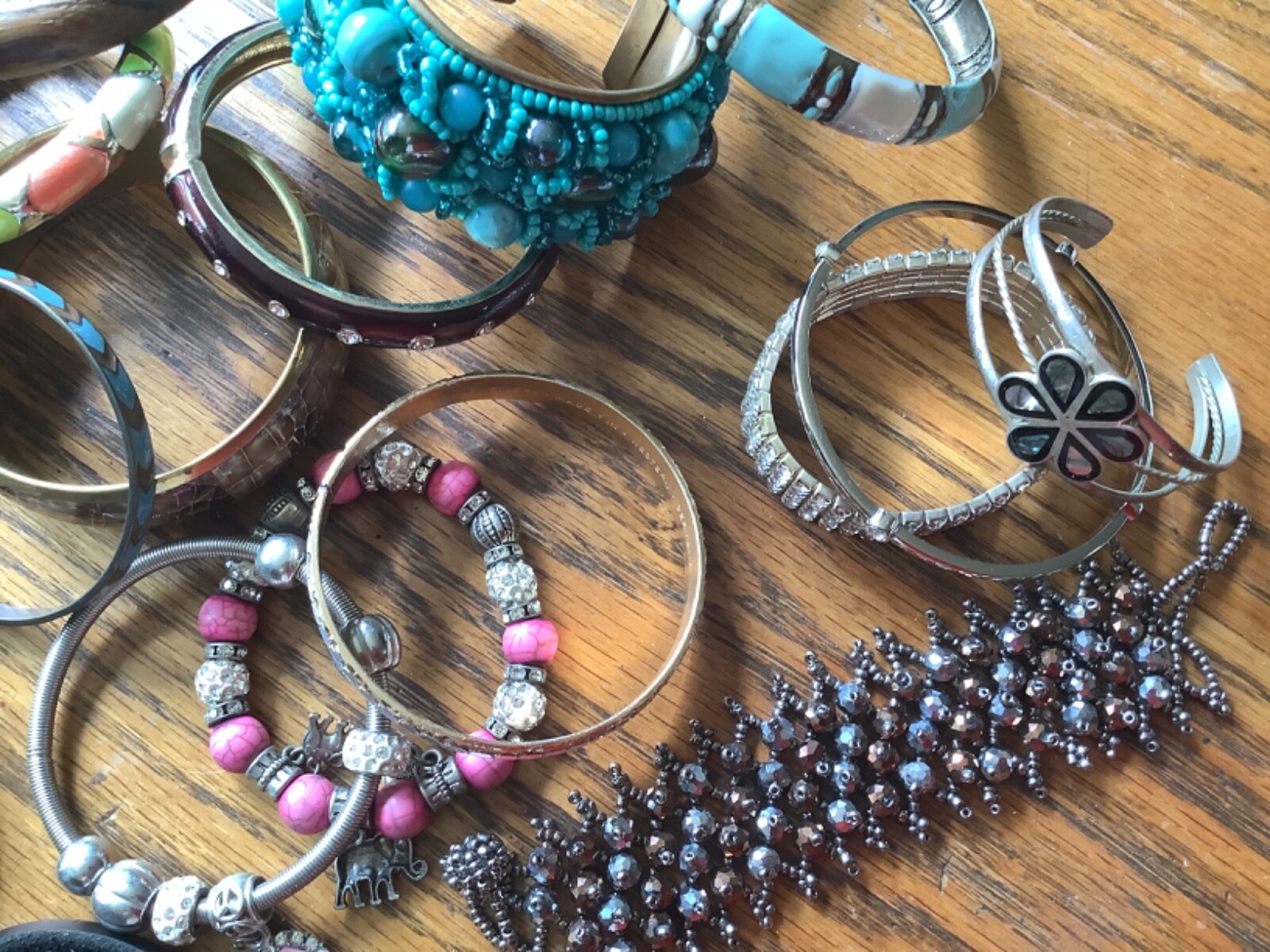 lot bracelet metal enamel leather bead bling lot # 408