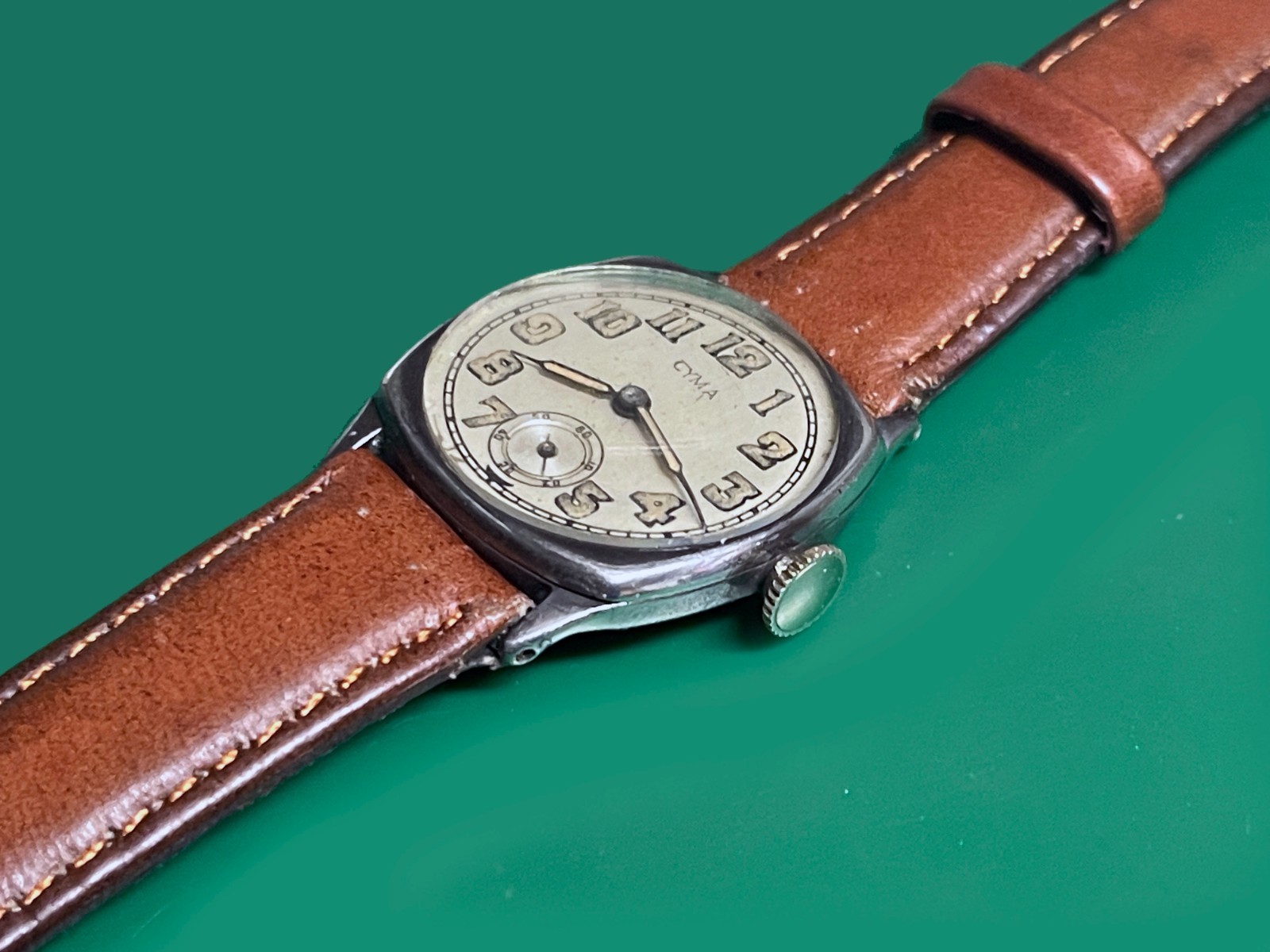Vintage 1920’s CYMA Military Type Sterling Case Small Men’s Watch