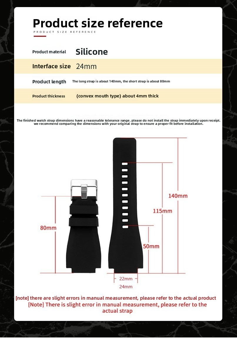 For Bell Ross BR01 BR03 Quality Silicone Watch Strap Mens Band Interface 22 24mm