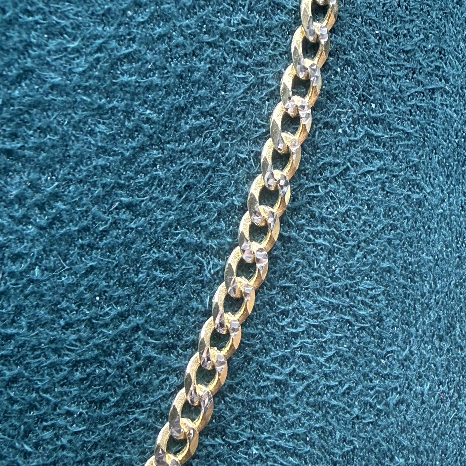 Curb Diamond Cut Chain Gold Plated Solid 925 Silver Two Tone ITALY 18” 2.7mm