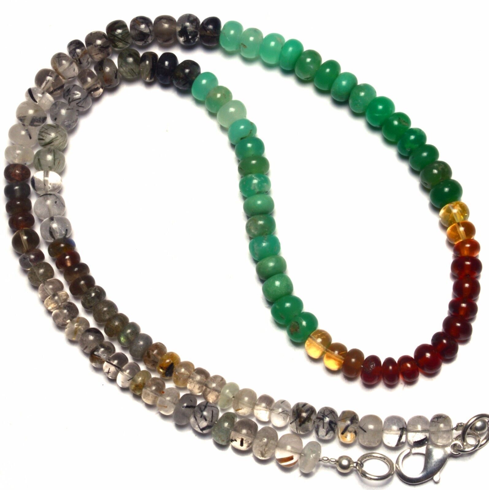 Mix Natural Gemstones 5MM Approx. Rondelle Beads Necklace 17″