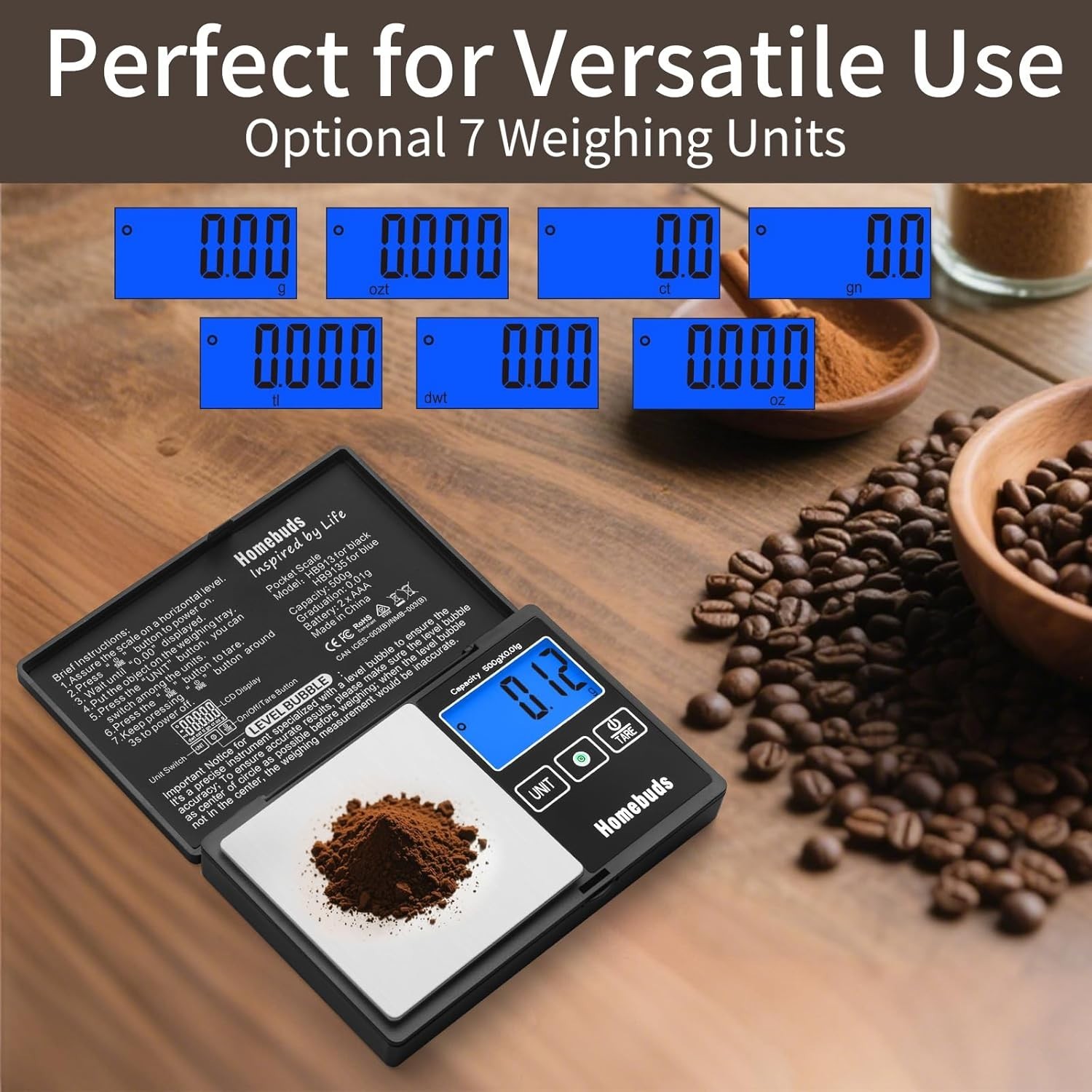 Stainless Steel Digital Scale – Pocket Size with Backlit Display & Tare Function