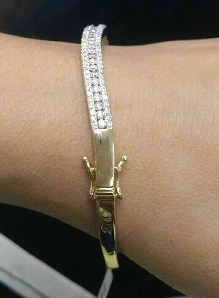 15Ct Round Cut Lab Created Diamond Tennis Bracelet 14k Yellow Gold Plated Silver