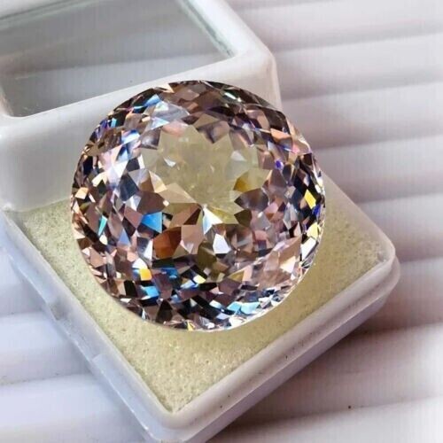 GIE Certified 134.15 Ct Natural Cambodian White Zircon Round Cut Loose Gemstone