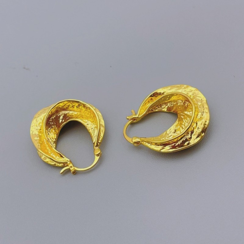 Women’s Retro Hammered Gold Plated Irregular Textured Fashion Drop Earrings