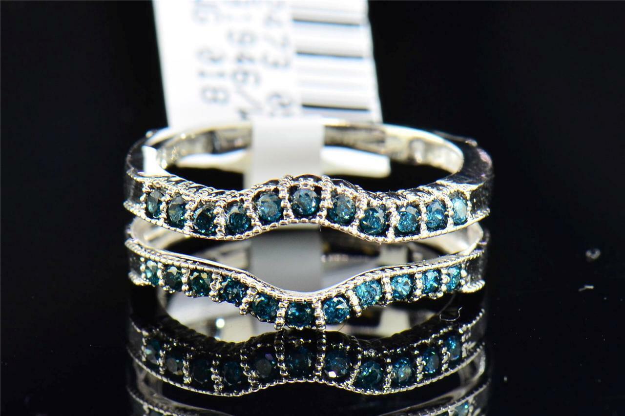 1.35Ct Round Blue CZ Solitaire Ring Enhancer Wrap Solid 925 Sterling Silver