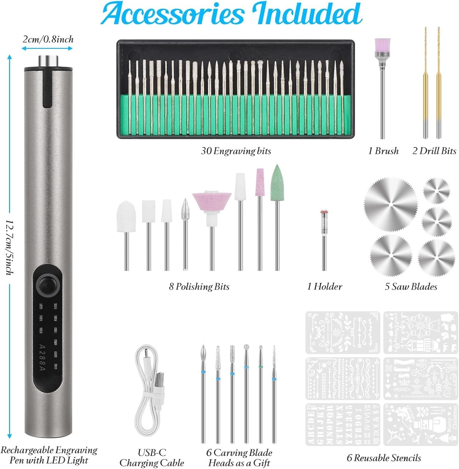 Resparked Engraving Pen, USB Rechargeable Cordless Engraver Pen with 51 Bits …