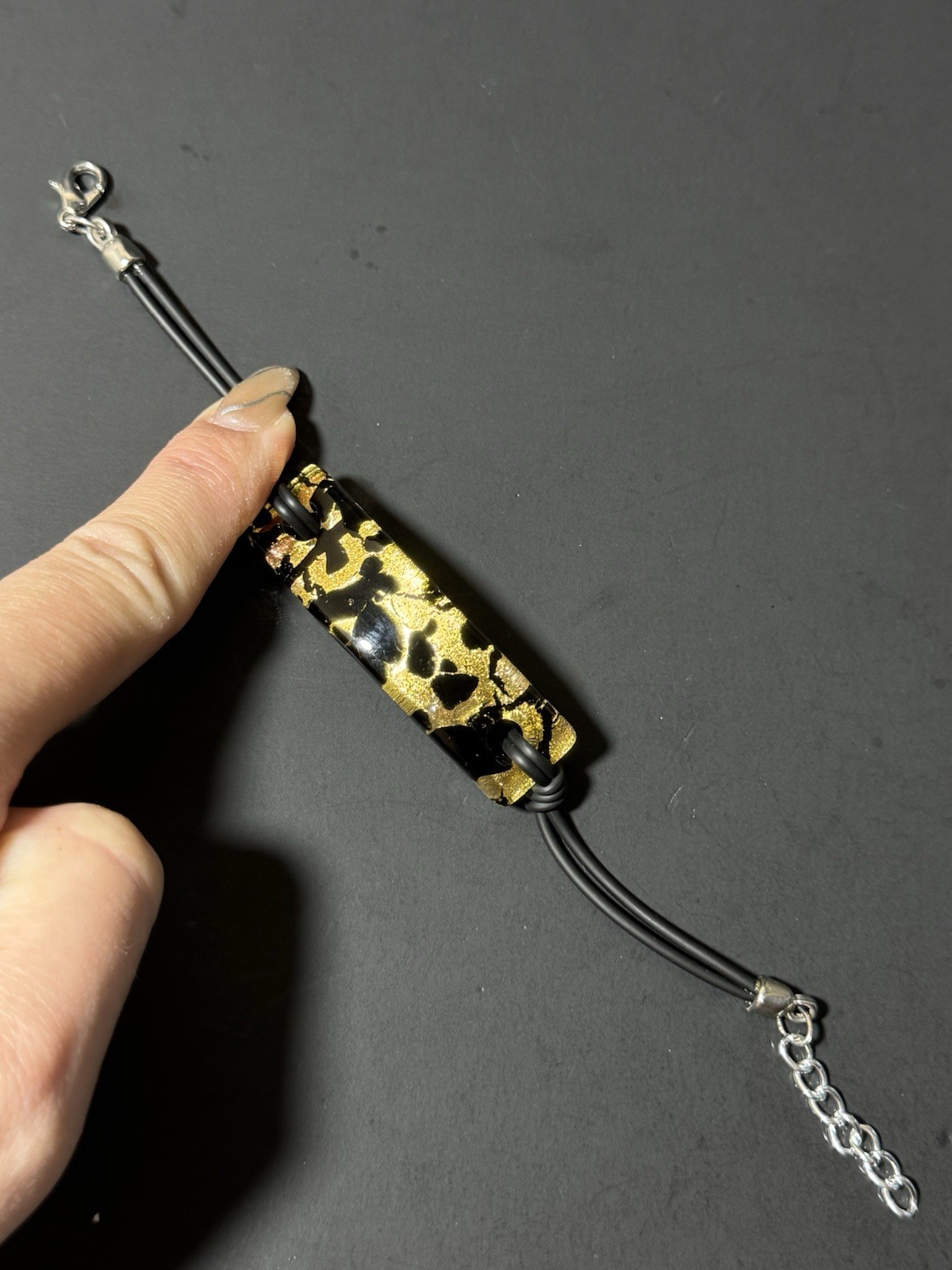 Vintage Murano Glass Rubber Cord Bracelet