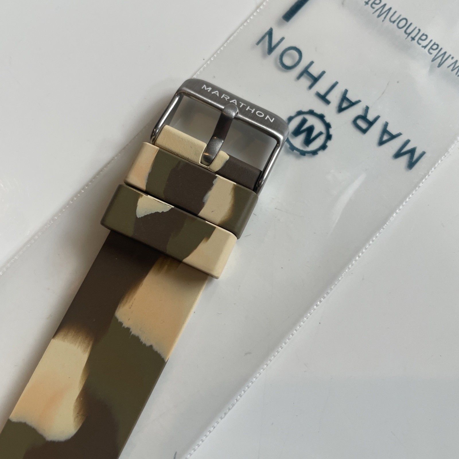 Marathon 20mm Brown Tan Camo 1 pc. Rubber Dive Watch Strap. OEM New