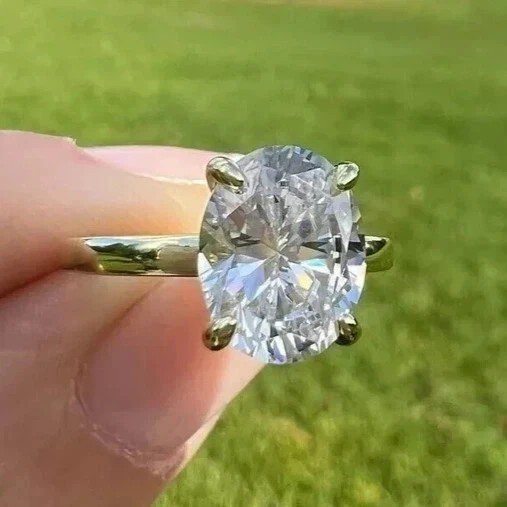 2.50 Ct Oval Lab Created Diamond Solitaire Engagement Ring 14k White Gold Plated