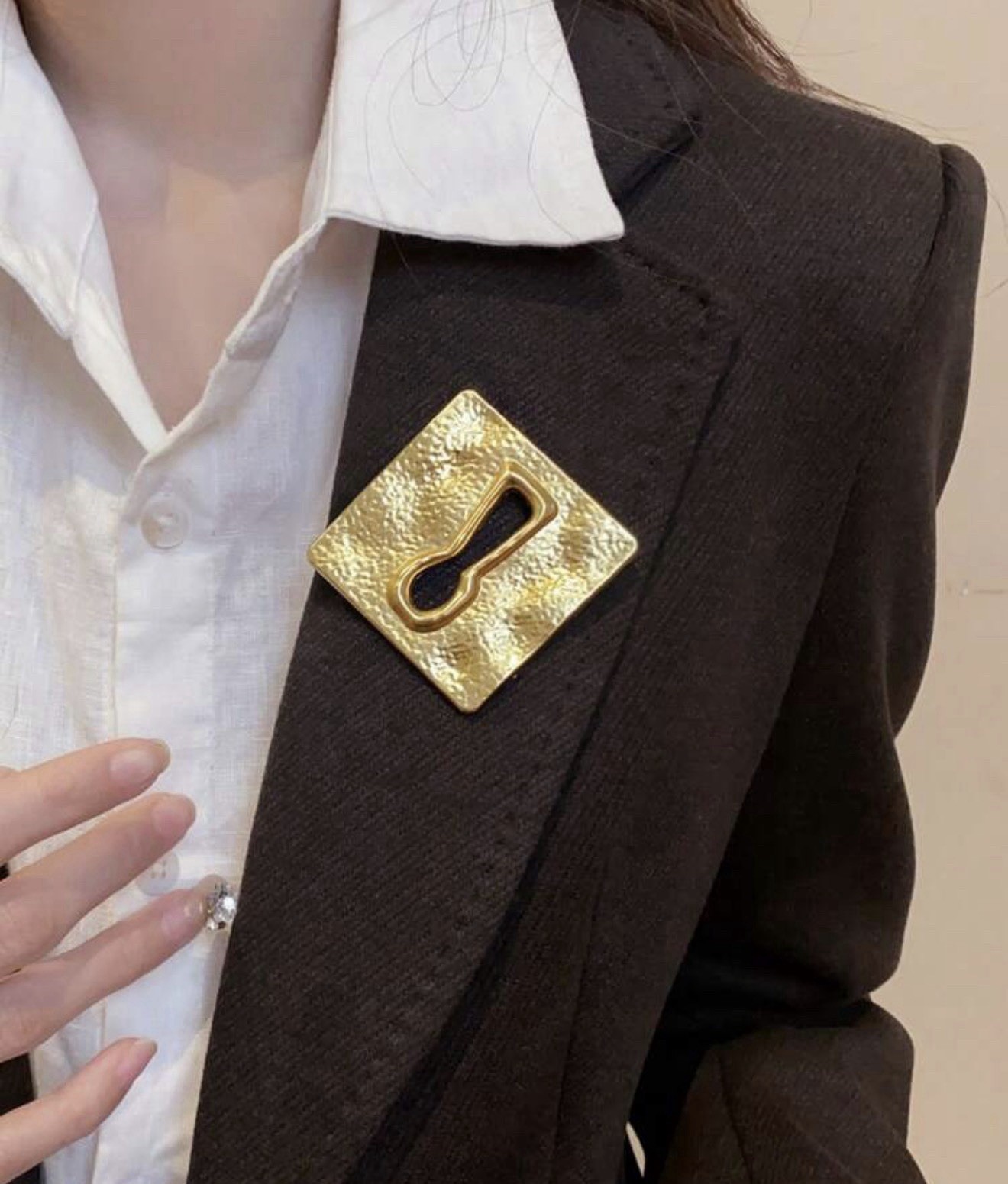 Gold Metal Keyhole Brooch Lapel Pin Accessory Schiaparelli Inspired Lock Key