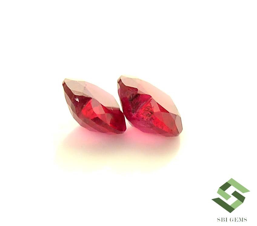 8×8 mm Natural Ruby Heart Shape Cut Pair 3.91 CTS Faceted Loose Gemstones GF