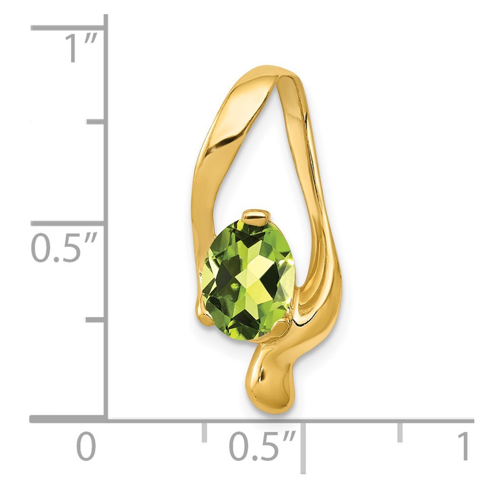 14k Yellow Gold Peridot Slide Pendant Reversible Fit up to 6mm Regular Omega