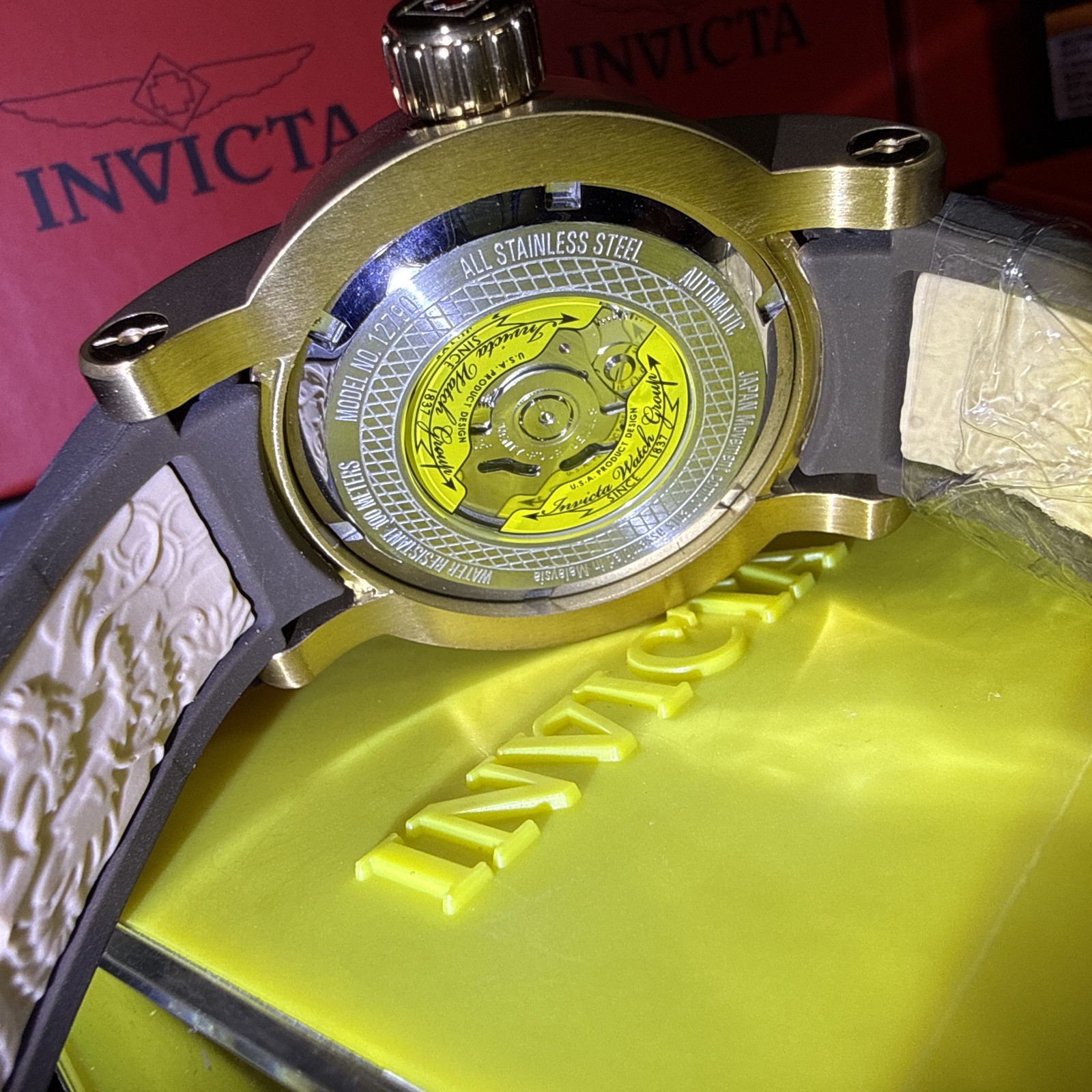 Invicta S1 Rally Yakuza Automatic Men’s Watch – 48mm,Gold, Brown, Beige (12790)