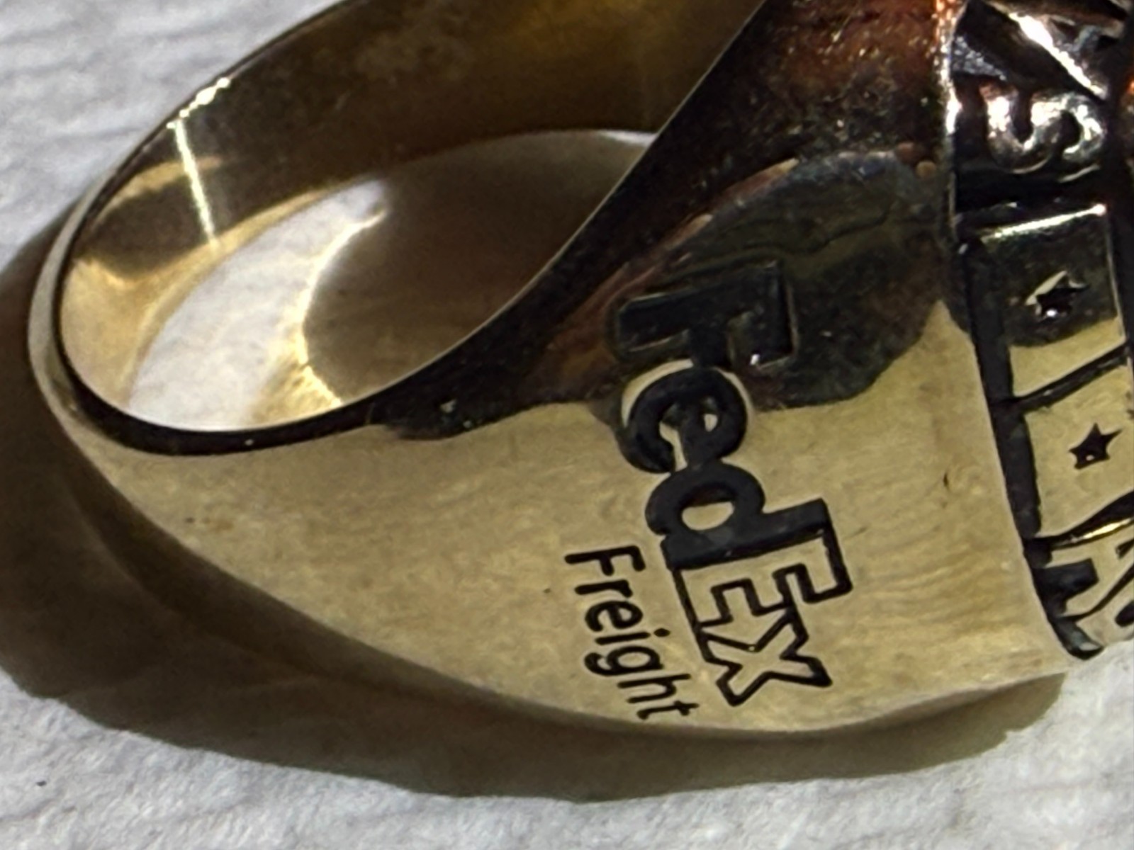Fed Ex X Freight Serving America Safely, 10k Gold Ring Size 10 FedEx Fed X