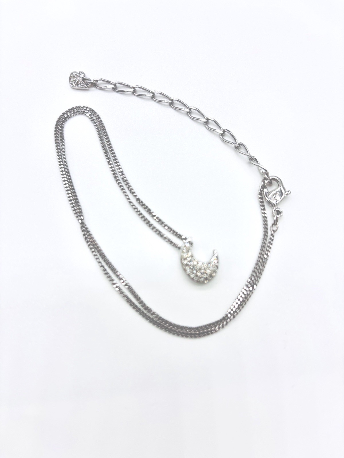 Sublima Rhodium-Plated & Swarovski Crystal Crescent Moon Pendant Necklace