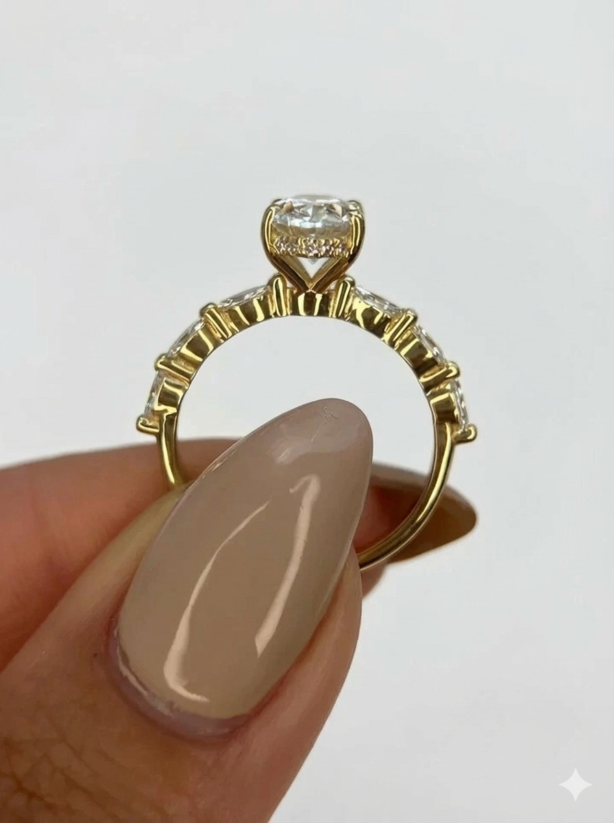 IGI Certified 1.80 Ct Diamond Ring Oval Cut 14k Yellow Gold Lab Grown VVS E F