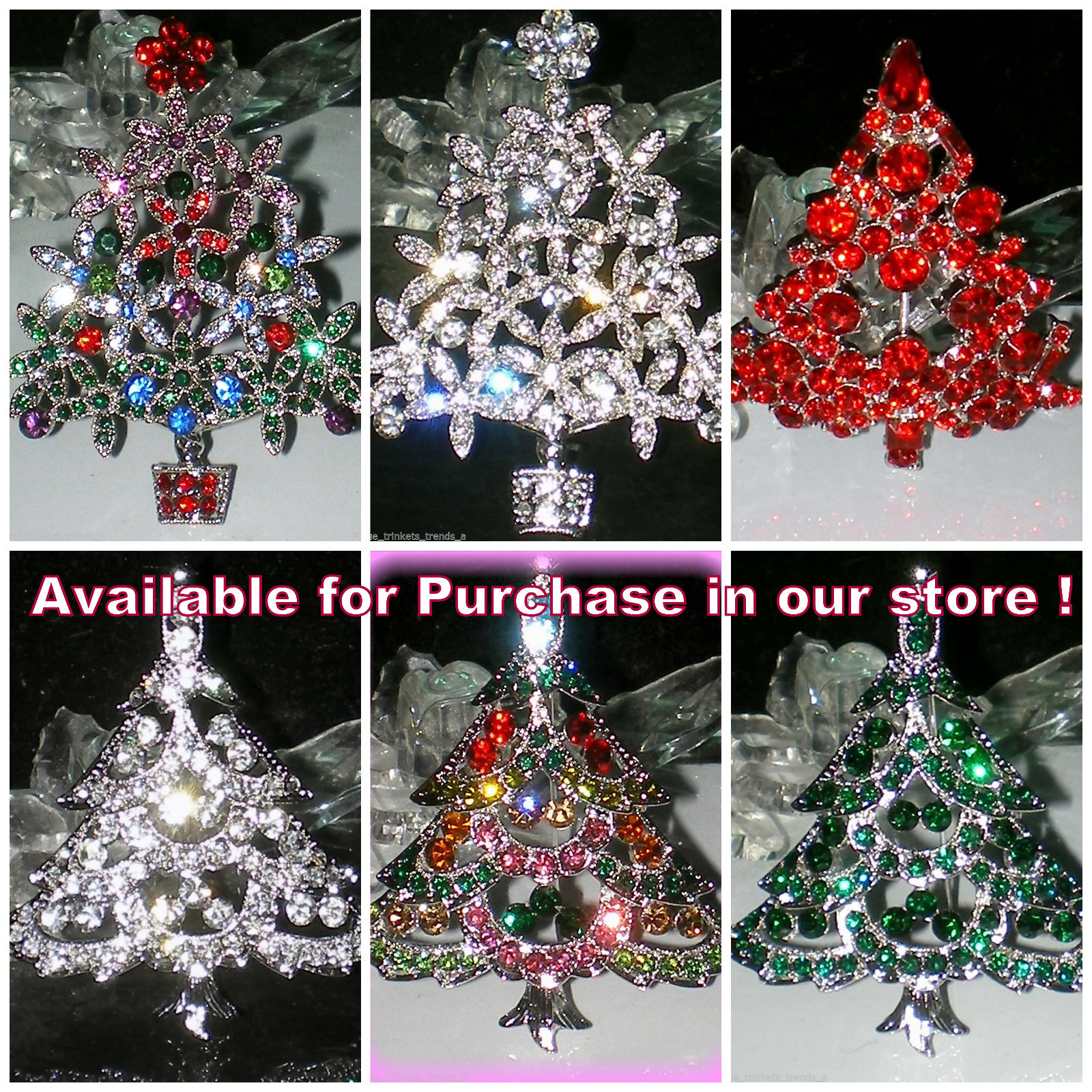 SILVER MUSIC NOTE RHINESTONE UNDER THE CHRISTMAS TREE TEACHER GIFT PIN BROOCH