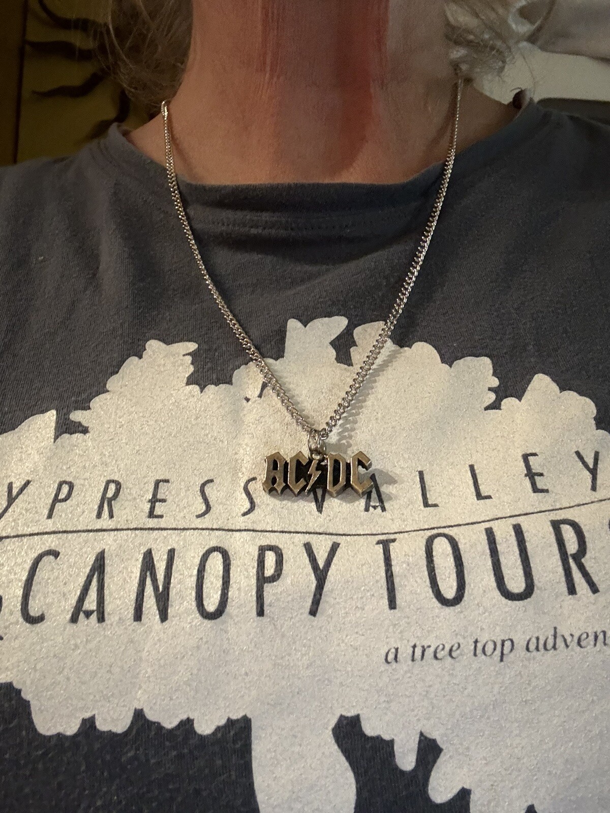 NEW Pewter ACDC Band Pendant charm on 24 inch silver colored chain