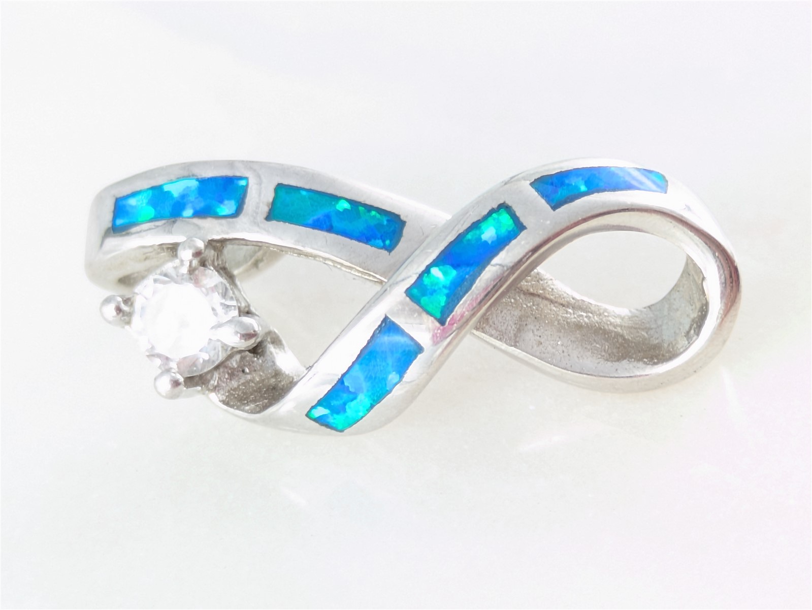 Vintage Solid Sterling Silver Created Blue Opal Enhancer Pendant 3 Grams