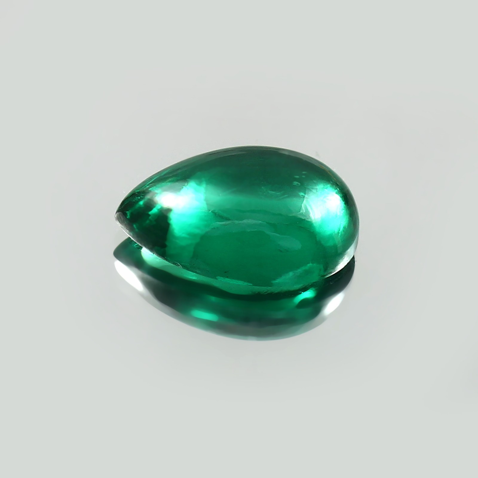 Flat Back Nanocrystal Emerald Pear Cabochon Lab Created Gemstone-(4×5-20x25mm)