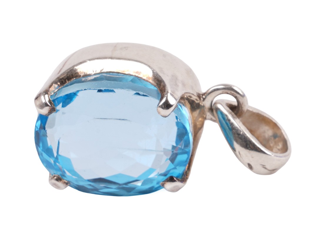 Lübeck unique 12.71ct blue topaz pendant 925 silver handmade