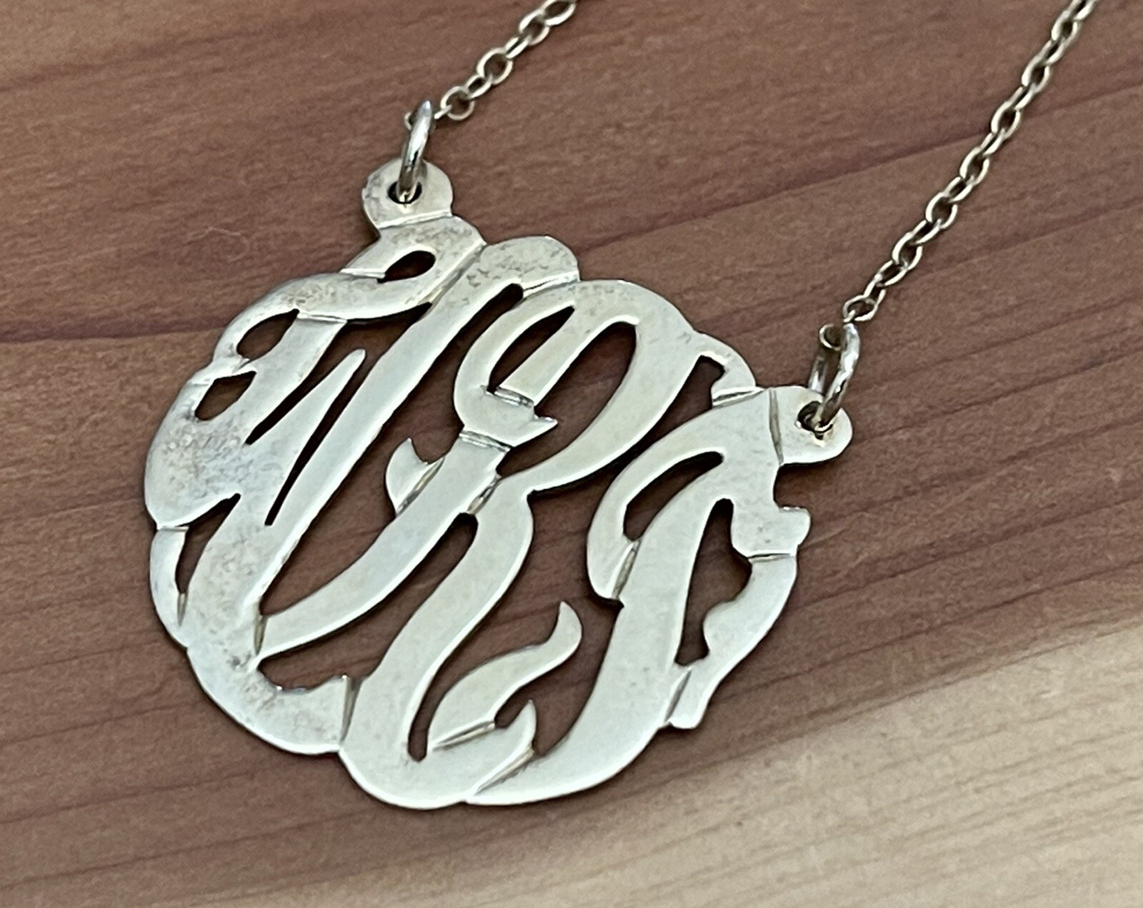 Gold Vermeil Over 925 Sterling Personalized 3 -Initial Monogram 1” Necklace 20”