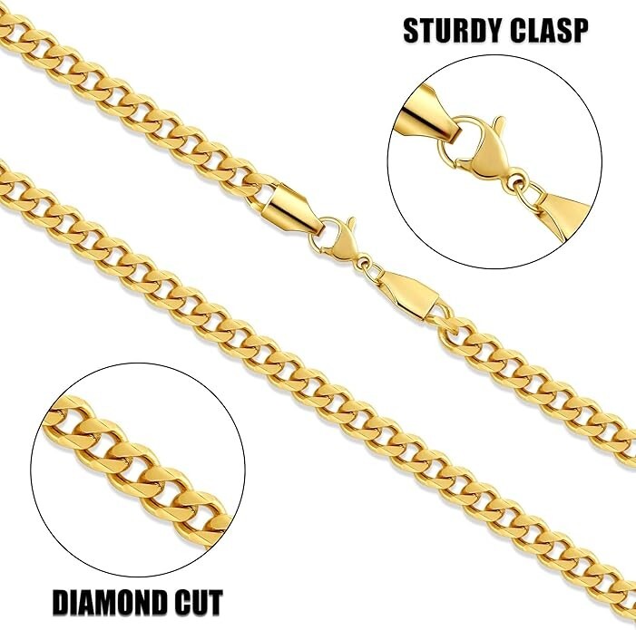 To My Dad Cuban Link Chain for Men Gold Cuban Necklace 4mm 24 inch Long Mens