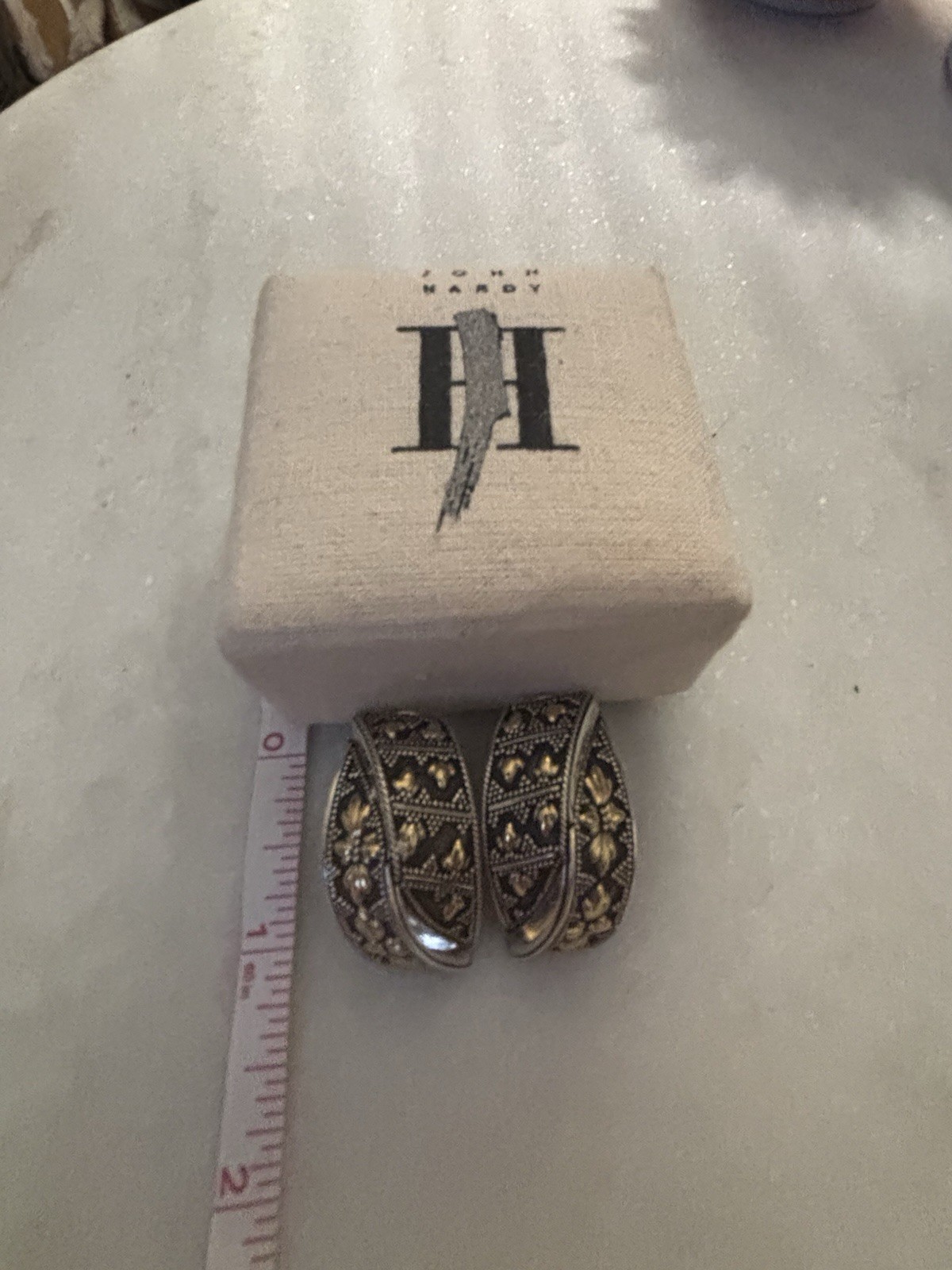 John Hardy Sterling Silver 18K Yellow Gold Floral Beaded Huggie Earrings