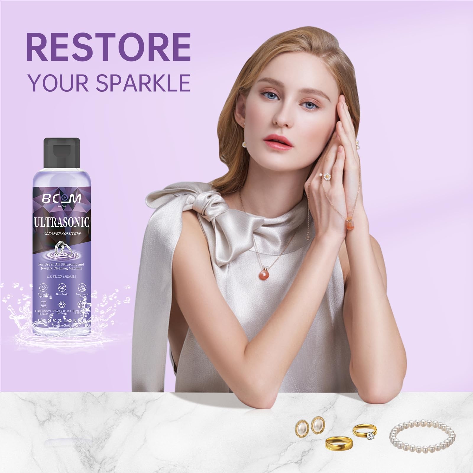 Ultrasonic Jewelry Cleaning Solution, Great for Use in All Ultrasound Purple