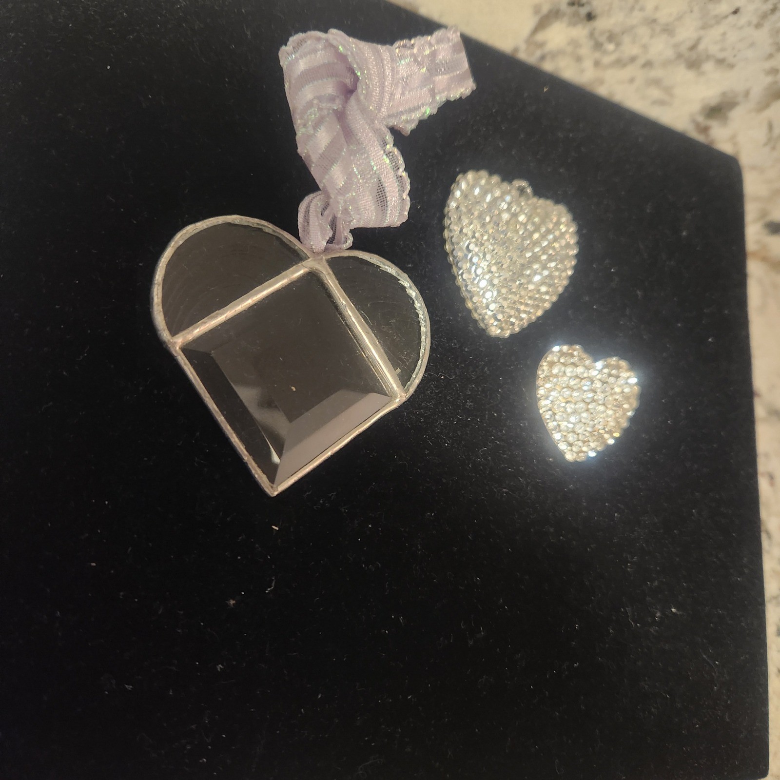 Sparkle Heart Brooch Charm Set Rhinestone Crystal Gem Pendant decor