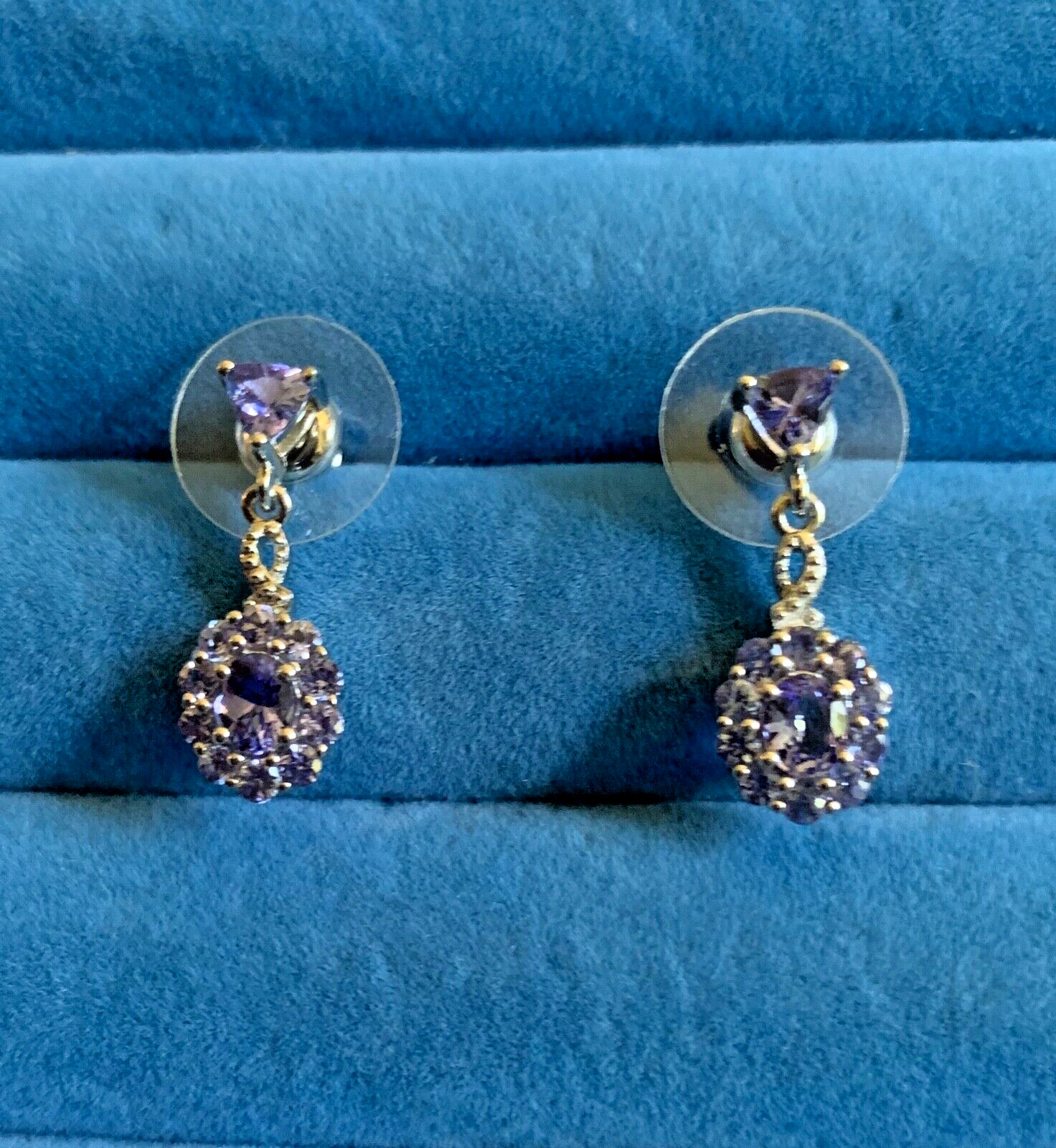 Tanzanite Dangling Earrings in Platinum Over Sterling Silver – 1.90 ctw.