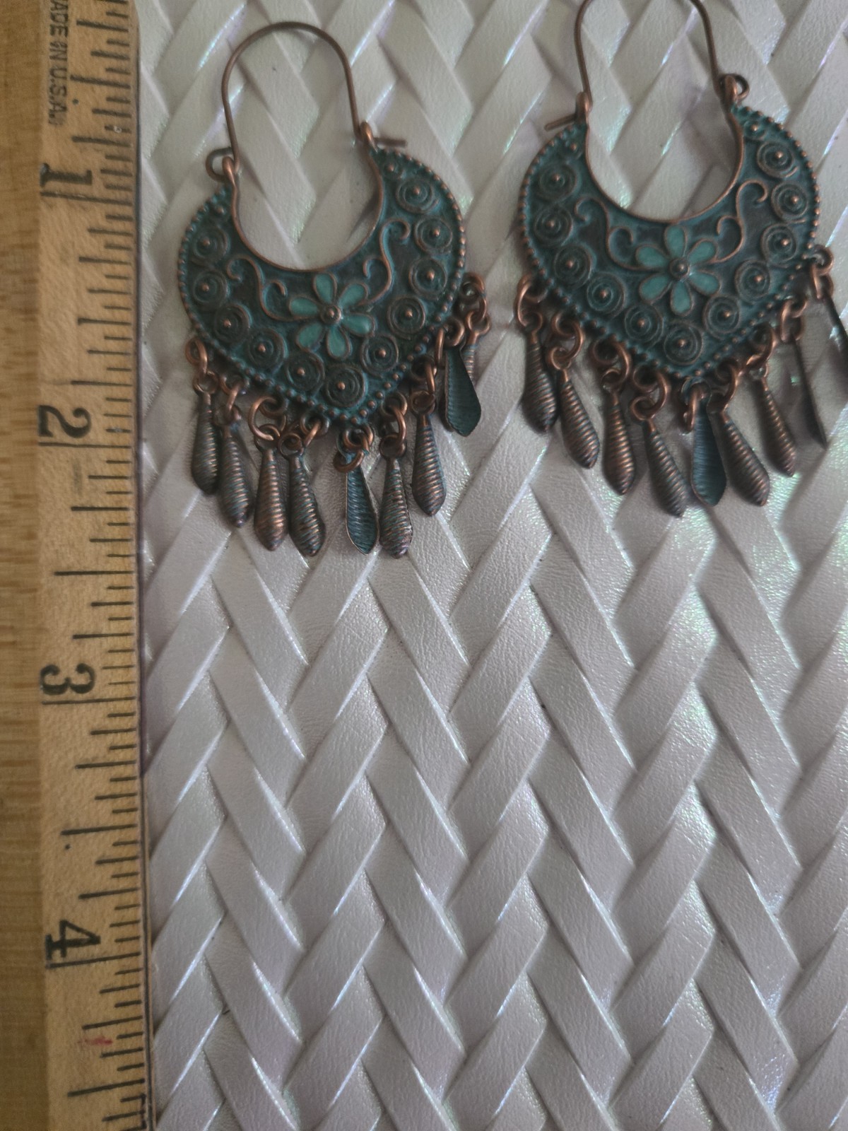 Metal Faux Patina Copper Look Dangle/Drop Hook Earrings